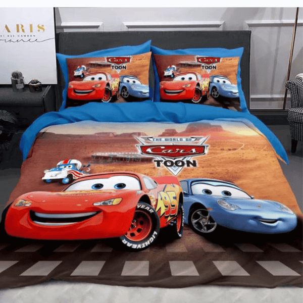Posteljina sa motivima iz crtaća Cars, Munja Mekvin i automobili, dimenzija 160x220 cm
