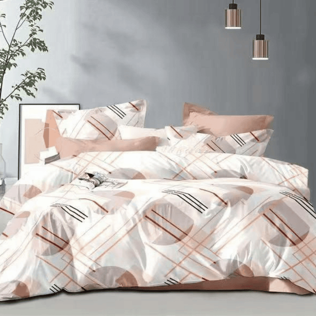 Posteljina NS20-MCN sa geometrijskim uzorkom u bež i braon nijansama