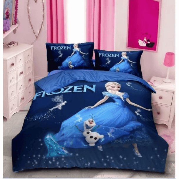Posteljina za decu sa Frozen motivima, Elza i Olaf, dimenzija 160x220 cm