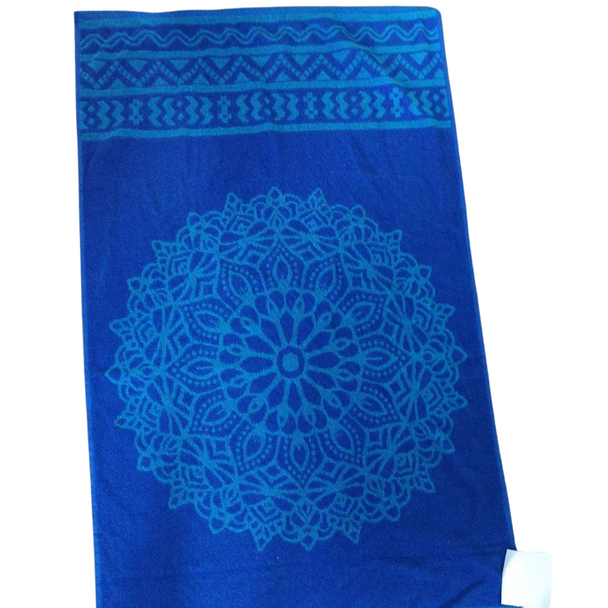 Plavi plažni peškir PT40 sa mandala uzorkom, dimenzije 75x150 cm